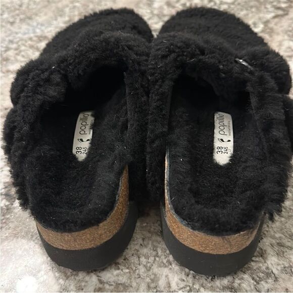 Birkenstock Papillio Boston Teddy Shearling Clogs Black EU 38 US 7-7.5 - Picture 2 of 8